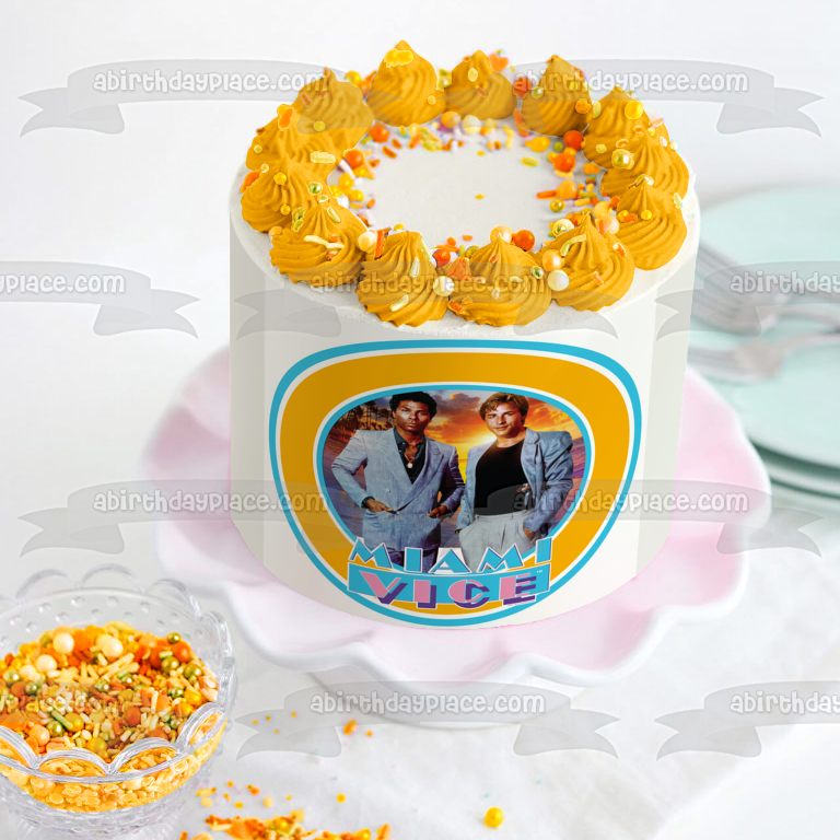 Miami Vice Crockett Tubbs 80s Edible Cake Topper Image ABPID52210