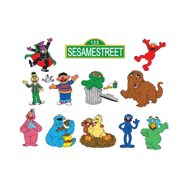 Sesame Street Characters Count Elmo Bert Ernie Grouch and the Gang! Edible Cake Topper Image ABPID52260