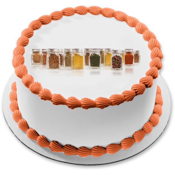 Glass Spice Jars Edible Cake Topper Image ABPID52532