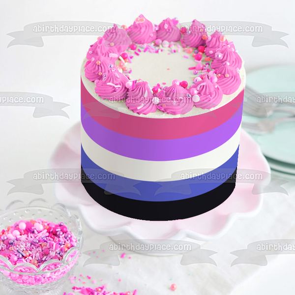 Genderfluid Pride Flag Lgbqia+ Lesbian Gay Bisexual Transgender Queer Intersex Asexual Genderfluid Edible Cake Topper Image ABPID52289