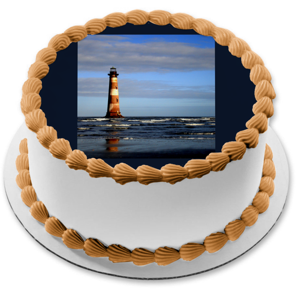 Morris Island Lighthouse South Carolina Edible Cake Topper Image ABPID52560