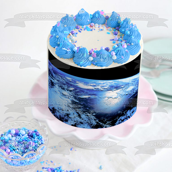 Earth View from Outer Space Edible Cake Topper Image ABPID52562