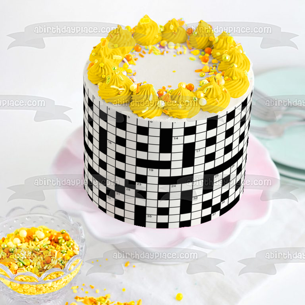 Crossword Puzzle Edible Cake Topper Image ABPID52319