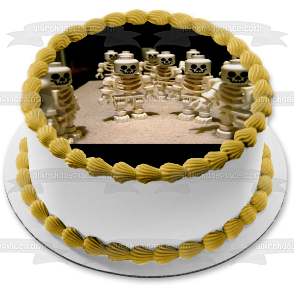 LEGO Skeletons Halloween Fun Edible Cake Topper Image ABPID52620