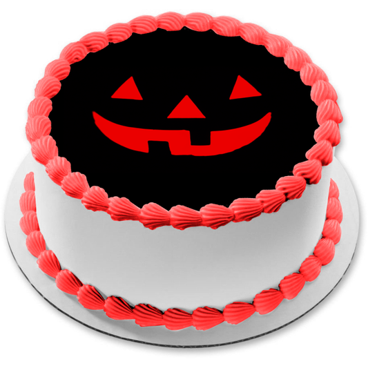 Jack O' Lantern Face Halloween Scary Edible Cake Topper Image ABPID52621