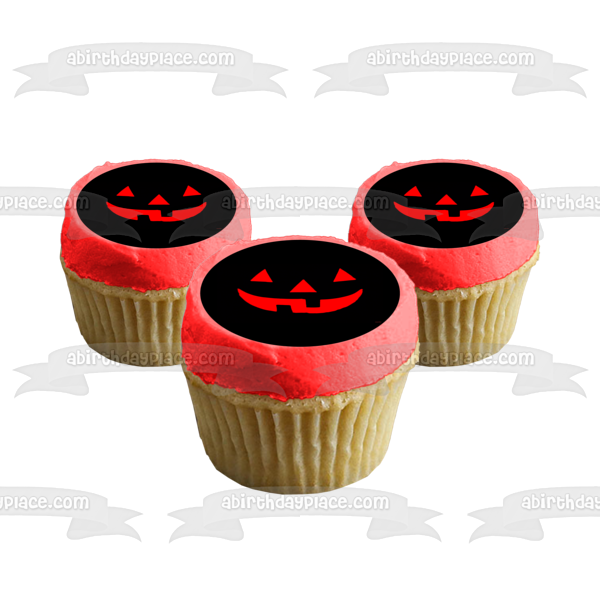 Jack O' Lantern Face Halloween Scary Edible Cake Topper Image ABPID52621