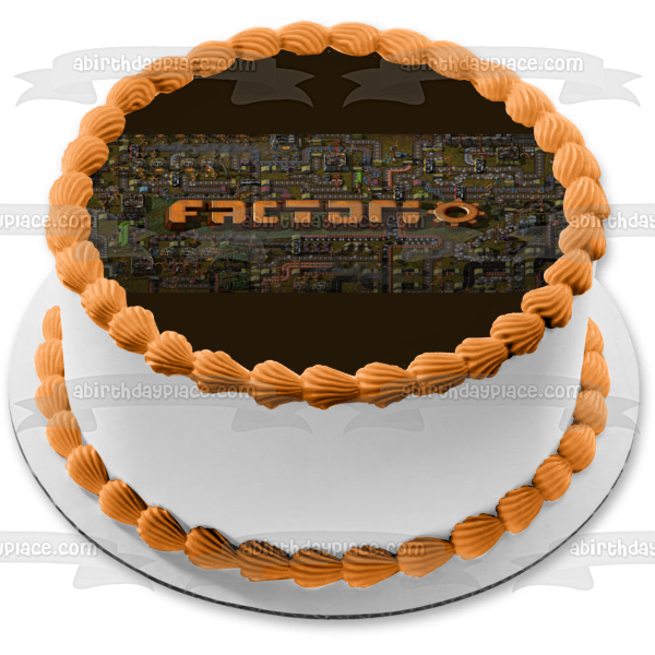 Factorio Title PC Game Building Crafting Logo Edible Cake Topper Image ABPID52628