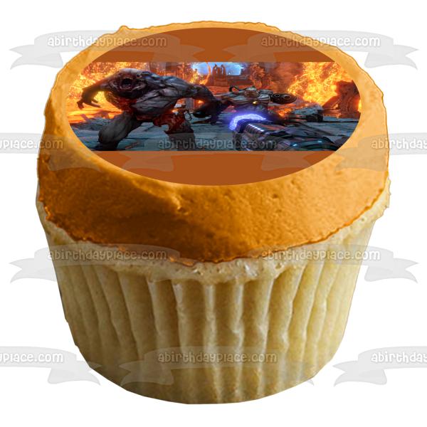 Doom Eternal SciFi Shooter FPS Gaming Monsters Edible Cake Topper Image ABPID52647