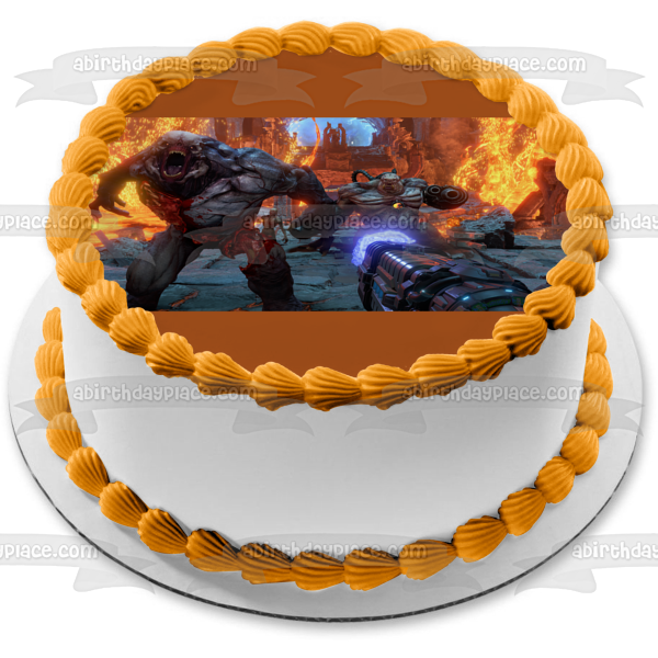 Doom Eternal SciFi Shooter FPS Gaming Monsters Edible Cake Topper Image ABPID52647