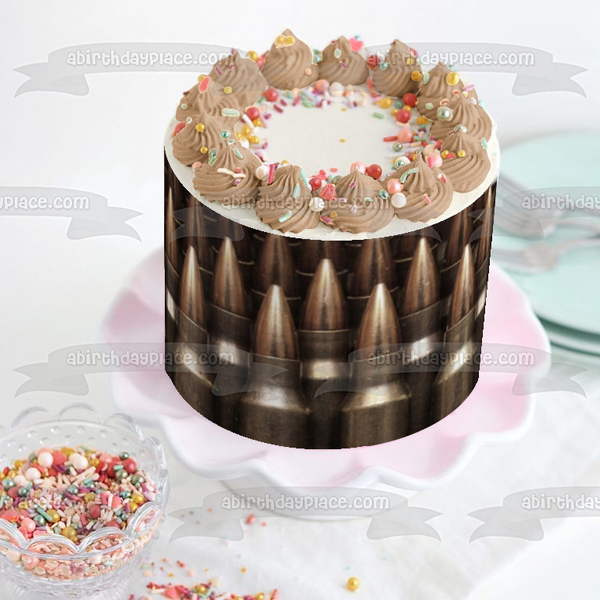 Bullets Rifle Round Ammo Ammunition Guns Military Edible Cake Topper Image ABPID52906