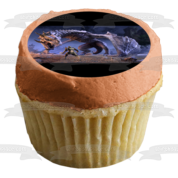 Elder Scrolls Skyrim Dragon Gaming RPG Bethesda Edible Cake Topper Image ABPID52665
