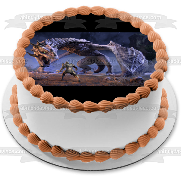 Elder Scrolls Skyrim Dragon Gaming RPG Bethesda Edible Cake Topper Image ABPID52665