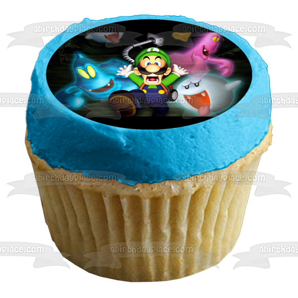 Luigi's Mansion Luigi Ghosts Scary Video Game Edible Cake Topper Image ABPID52910