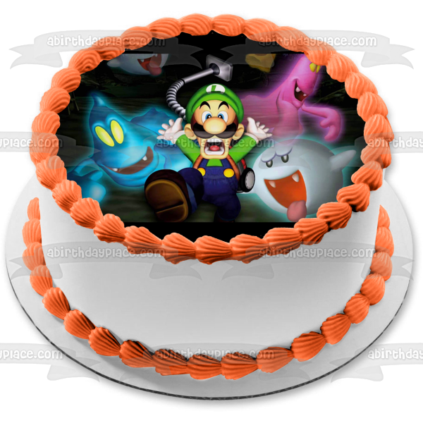 Luigi's Mansion Luigi Ghosts Scary Video Game Edible Cake Topper Image ABPID52910