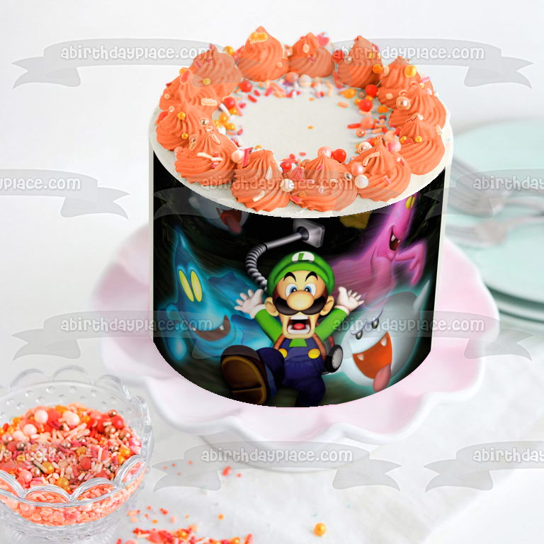 Luigi's Mansion Luigi Ghosts Scary Video Game Edible Cake Topper Image ABPID52910