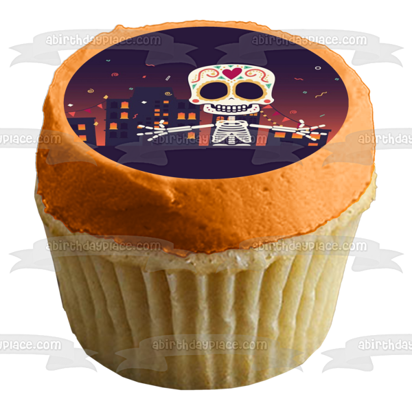 Happy Halloween Sugar Skeleton Edible Cake Topper Image ABPID52685