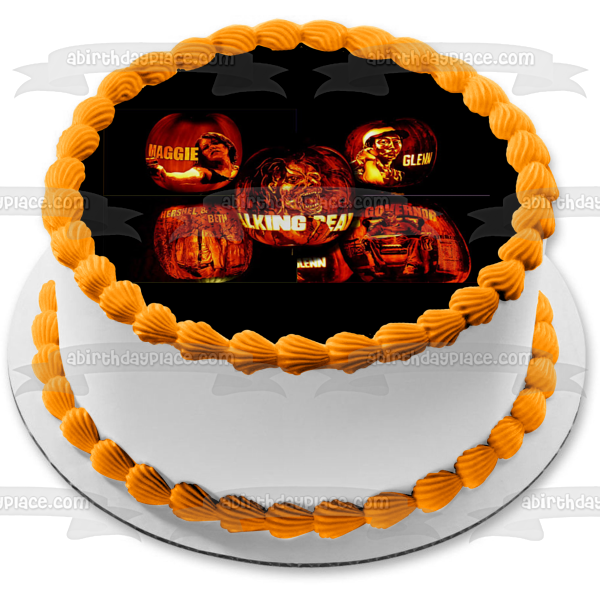 The Walking Dead Happy Halloween Pumpkin Carvings of Maggie Glenn Hershel Beth and the Governor Edible Cake Topper Image ABPID52698