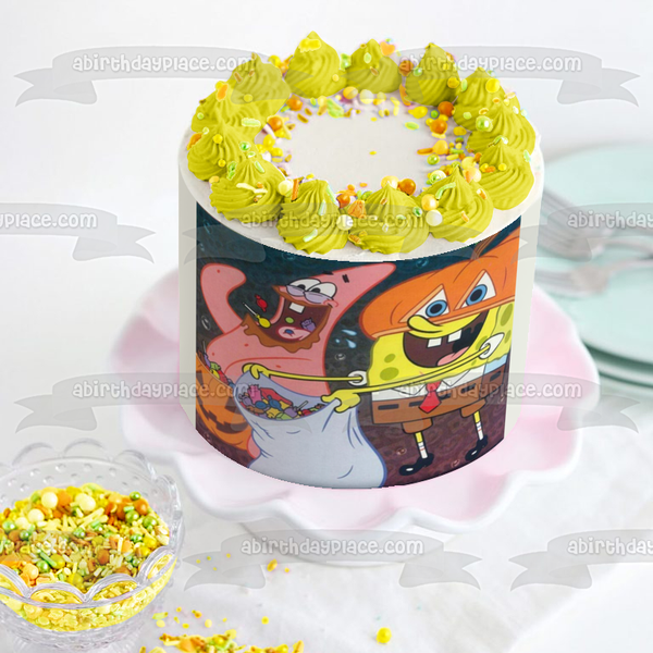SpongeBob SquarePants Happy Halloween Trick or Treat Patrick Costumes Candy Edible Cake Topper Image ABPID52704