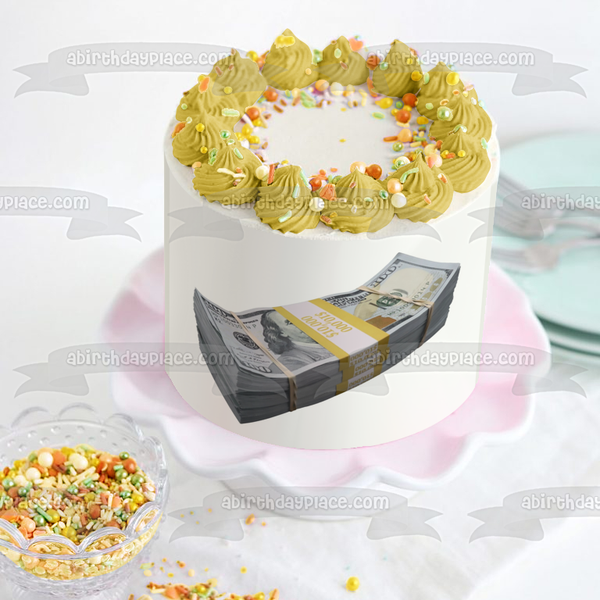 Stack of 100 Dollar Bills Cash Money Edible Cake Topper Image ABPID52953