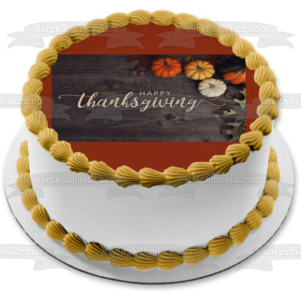 Happy Thanksgiving Pumpkins Edible Cake Topper Image ABPID52723