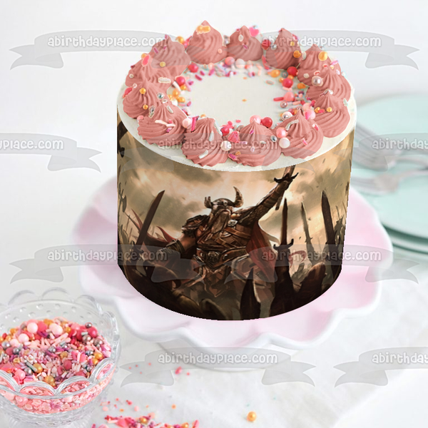 Viking Medieval Sword Warrior Norse Edible Cake Topper Image ABPID52741
