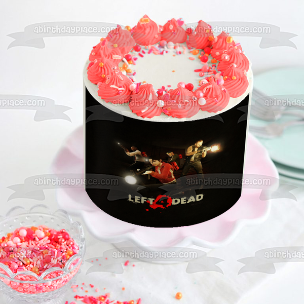 Left 4 Dead Zombie Multiplayer Shooter Gaming Logo Bill Francis Louis Zoey Edible Cake Topper Image ABPID52746