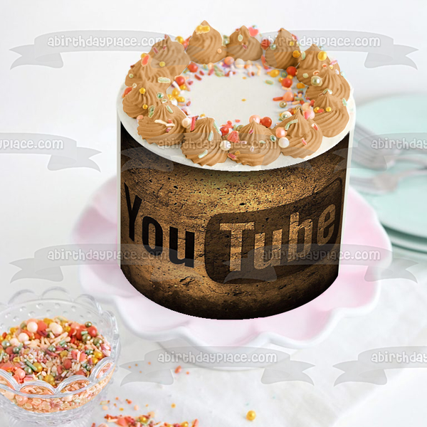 Youtube Video Platform Gamer Content Creator Stylized Logo Edible Cake Topper Image ABPID53021