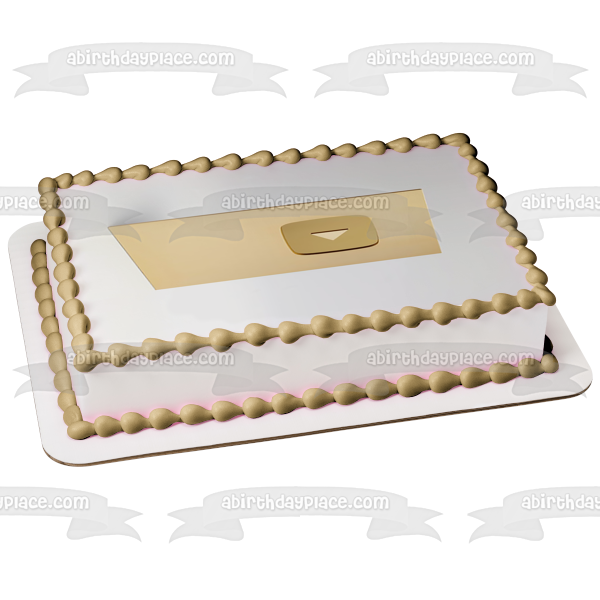Youtube Golden Play Button Award Edible Cake Topper Image ABPID53022
