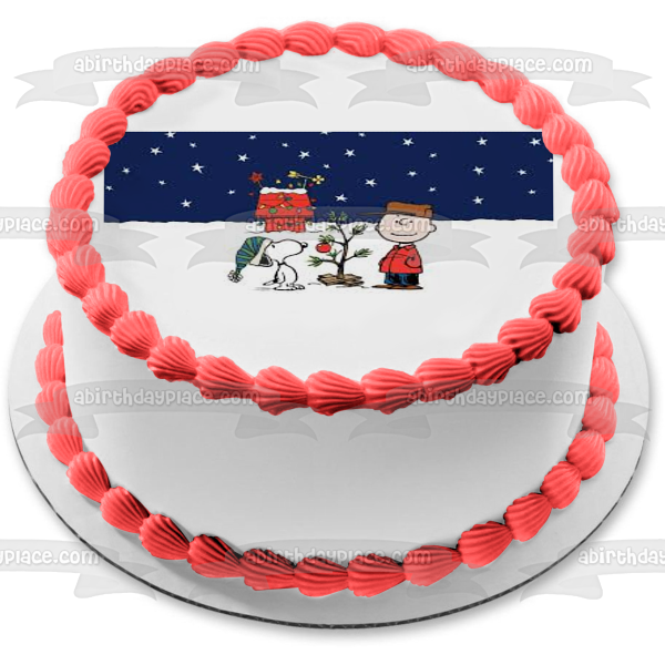Peanuts Christmas Snoopy Charlie Brown Christmas Tree Edible Cake Topper Image ABPID53027