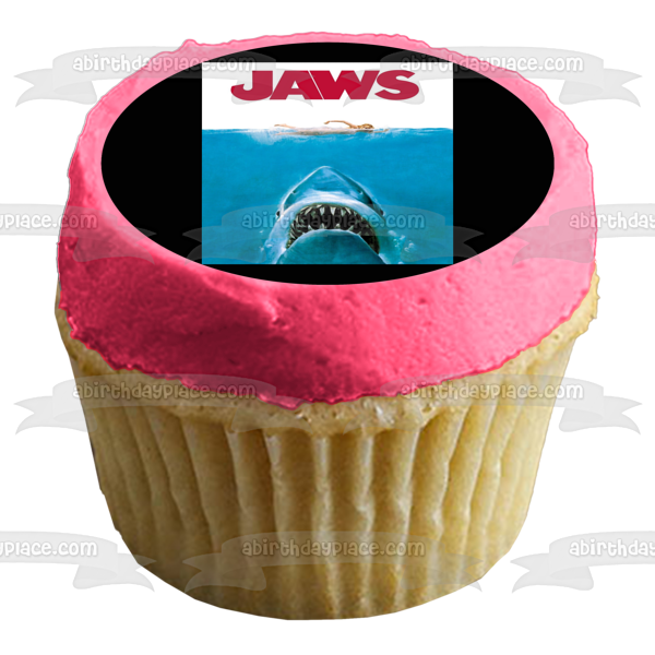 Jaws Movie Poster Classic Horror Film Shark Edible Cake Topper Image ABPID52788