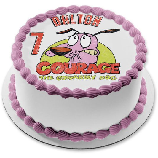 Adorno comestible para tarta con el logotipo de Coraje, el perro cobarde, imagen ABPID52809 