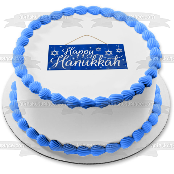 Happy Hanukkah Star of David Edible Cake Topper Image ABPID53053