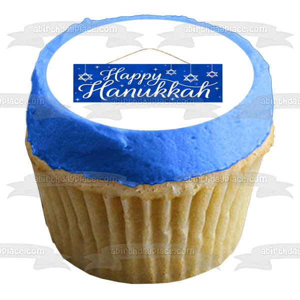 Happy Hanukkah Star of David Edible Cake Topper Image ABPID53053