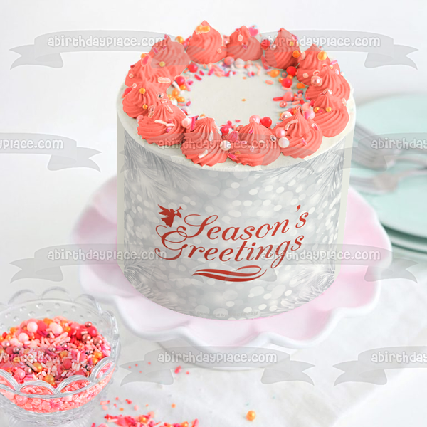 Season's Greetings Angel Edible Cake Topper Image ABPID53080