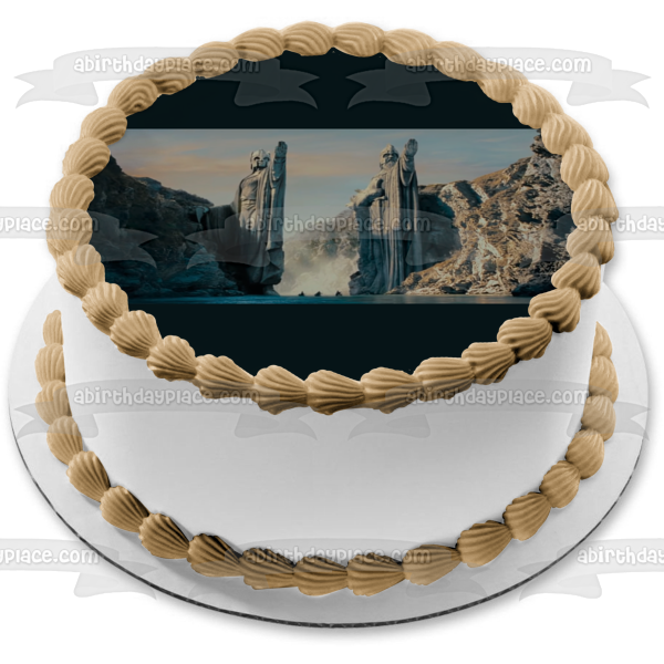 Imagen comestible para tarta con diseño de El Señor de los Anillos, Puerta de Argonath, película de fantasía, ABPID52865 