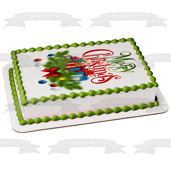 Merry Christmas Christmas Decorations Christmas Presents Edible Cake Topper Image ABPID53115