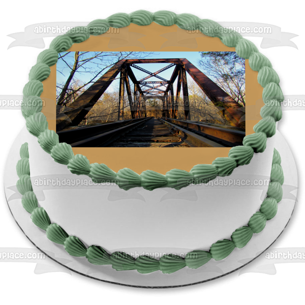 Railroad Railway Train Track Bridge Engineering Edible Cake Topper Image ABPID52890