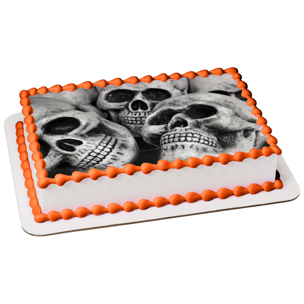 Spooky Halloween Skulls Edible Cake Topper Image ABPID52655