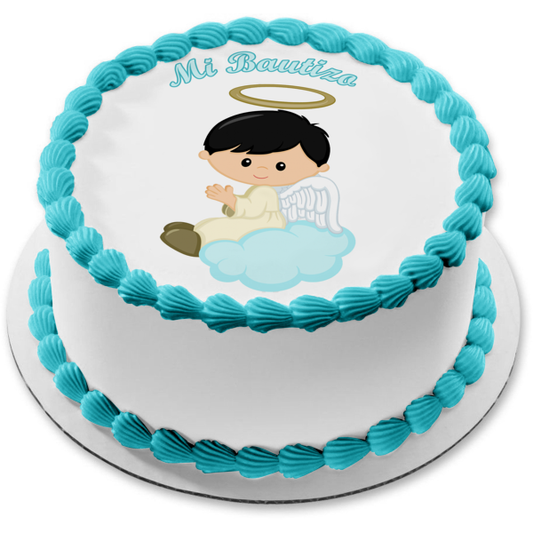 MI Bautizo Angelic Boy Edible Cake Topper Image ABPID56443