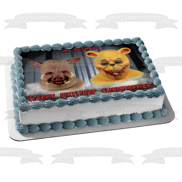 Oh Bother Winnie the Pooh: Blood and Honey Pooh and Piglet Edible Cake Topper Image ABPID56448