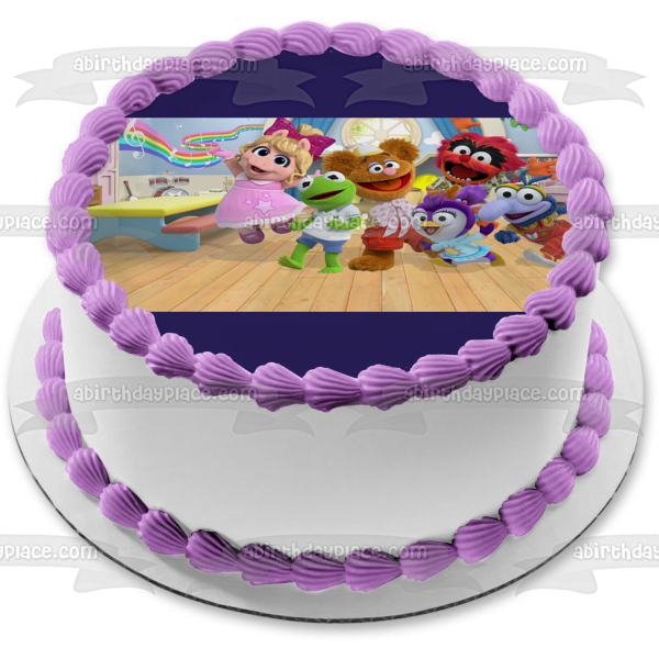 Disney Muppet Babies Cartoon Animated TV Show Miss Piggy Kermit Animal Gonzo Fozzie Summer Edible Cake Topper Image ABPID53323