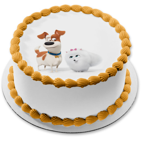 La vida secreta de tus mascotas Max Gidget Fondo blanco Imagen comestible para decoración de tarta ABPID53197 