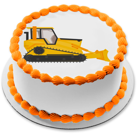 Bulldozer Heavy Machinery Construction Equipment Edible Cake Topper Image ABPID53327