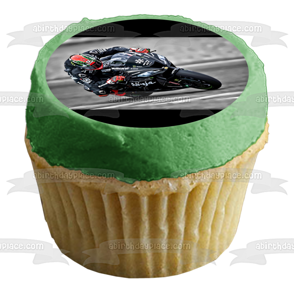 Kawasaki Ninja Black Motorcycle Racing Edible Cake Topper Image ABPID53229