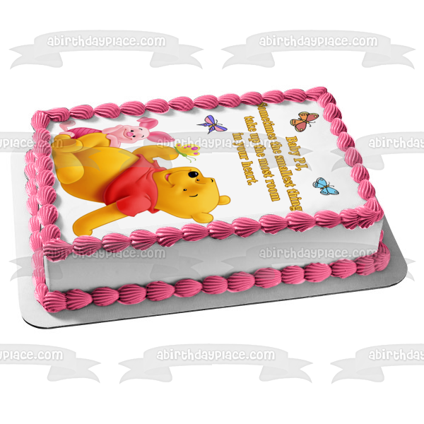 Custom Winnie the Pooh and Piglet Name 225-969 Cake Topper