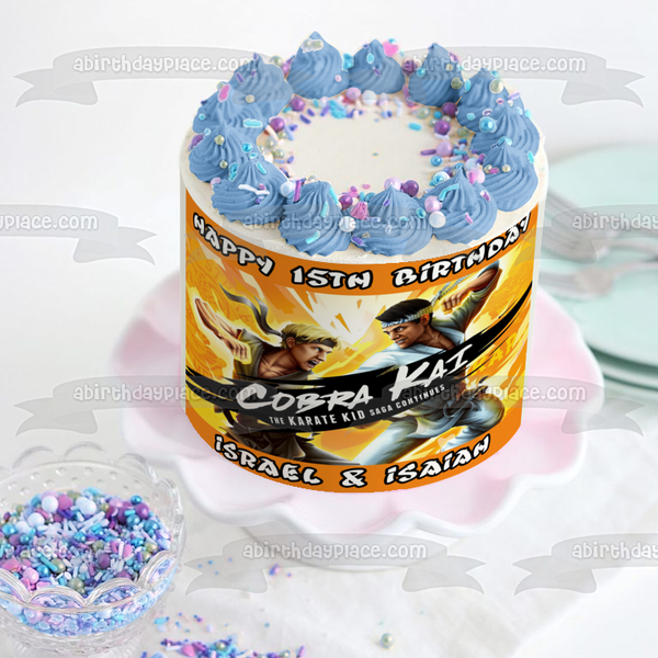 Cobra Kai The Karate Kid Saga Continues Video Game Happy Birthday Customizable Edible Cake Topper Image ABPID53709