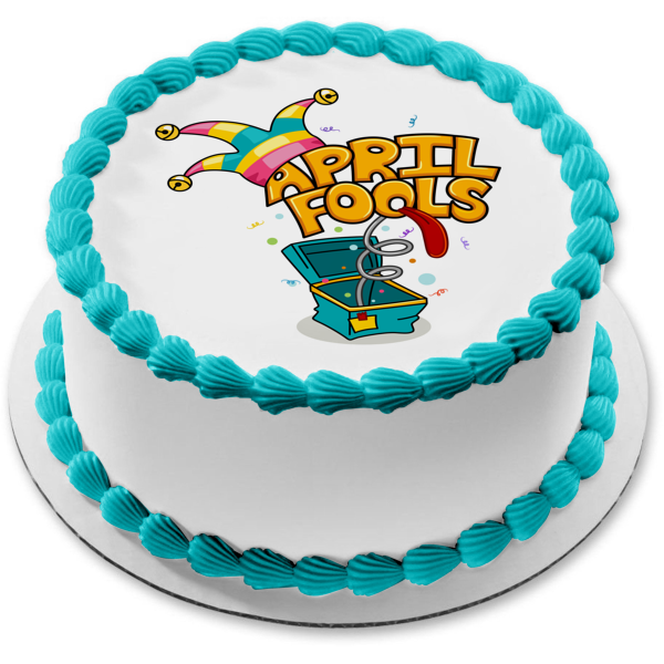 April Fool's Jack In the Box Jester Hat Edible Cake Topper Image ABPID53735
