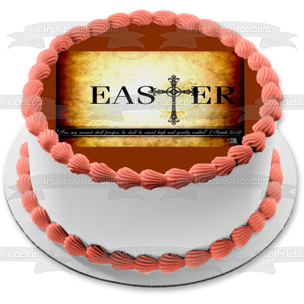 Easter Inspirational Quote Cross Edible Cake Topper Image ABPID53747