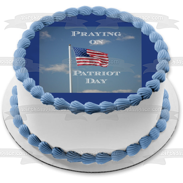 Praying on Patriot Day American Flag Edible Cake Topper Image ABPID53760