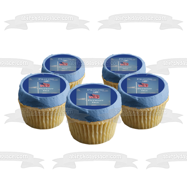 Praying on Patriot Day American Flag Edible Cake Topper Image ABPID53760